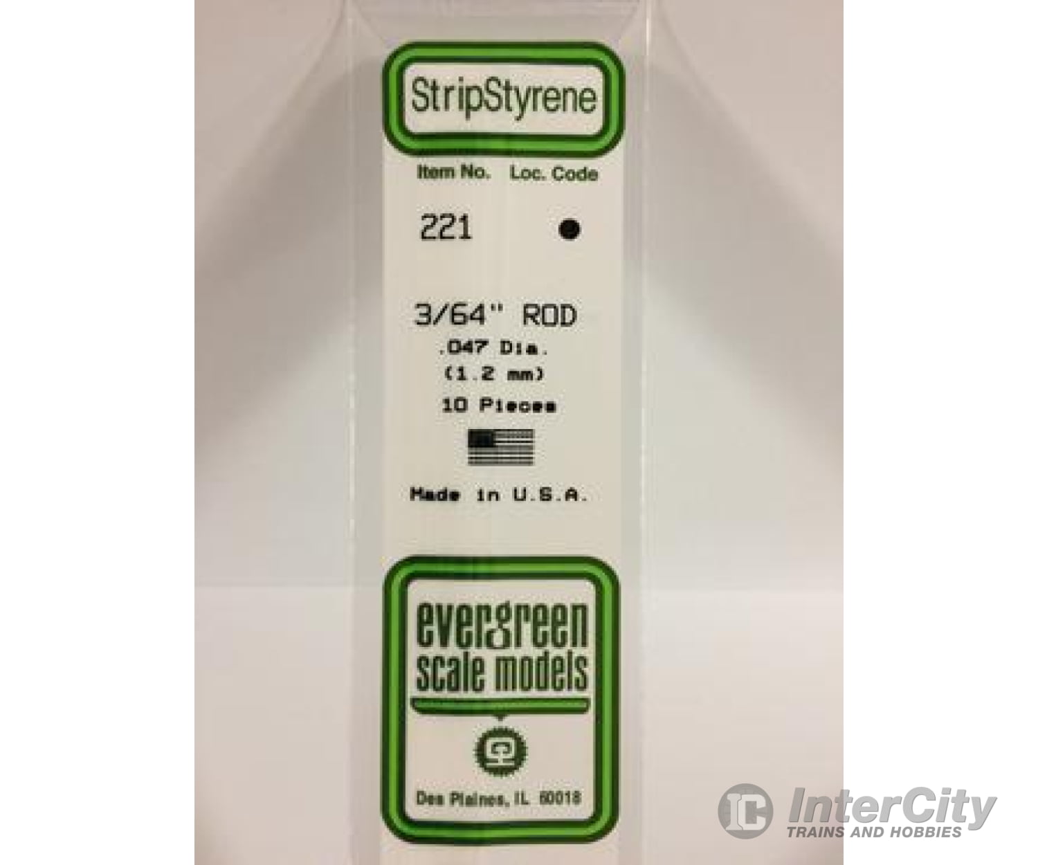 Evergreen 221 Rod-.047 (10/Pk) Scratch Building Supplies