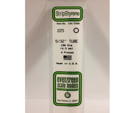Evergreen 225 Tube-.156 (4/Pk) Scratch Building Supplies
