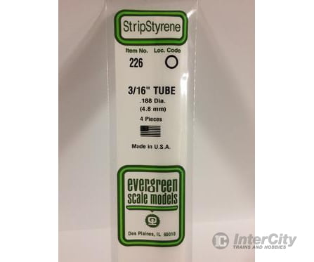 Evergreen 226 Tube-.187 (4/Pk) Scratch Building Supplies
