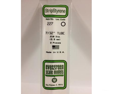 Evergreen 227 Tube-.219 (3/Pk) Scratch Building Supplies
