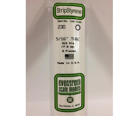 Evergreen 230 Tube-.312 (3/Pk) Scratch Building Supplies