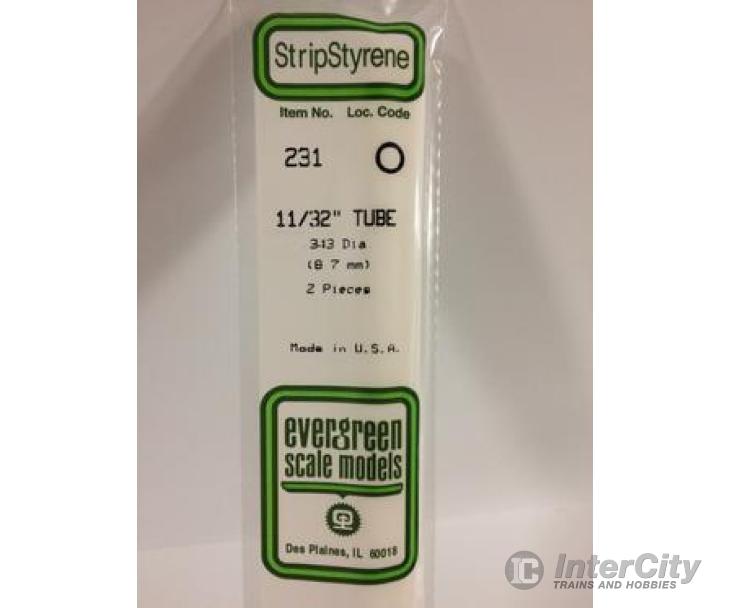 Evergreen 231 Tube-.344 (2/Pk) Scratch Building Supplies