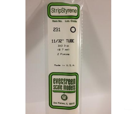 Evergreen 231 Tube-.344 (2/Pk) Scratch Building Supplies