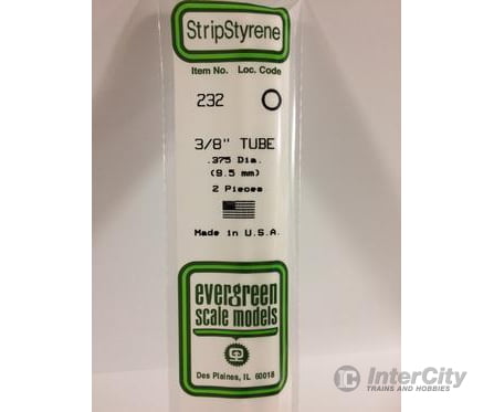 Evergreen 232 Tube-.375 (2/Pk) Scratch Building Supplies