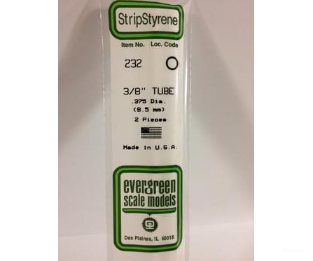 Evergreen 232 Tube-.375 (2/Pk) Scratch Building Supplies
