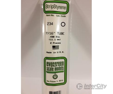 Evergreen 234 Tube-.438 (2/Pk) Scratch Building Supplies