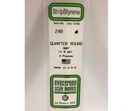 Evergreen 248 Quarter Round-.060 (4/Pk) Scratch Building Supplies