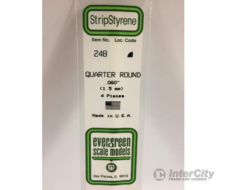 Evergreen 248 Quarter Round-.060 (4/Pk) Scratch Building Supplies