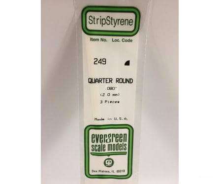 Evergreen 249 Quarter Round-.080 (3/Pk) Scratch Building Supplies