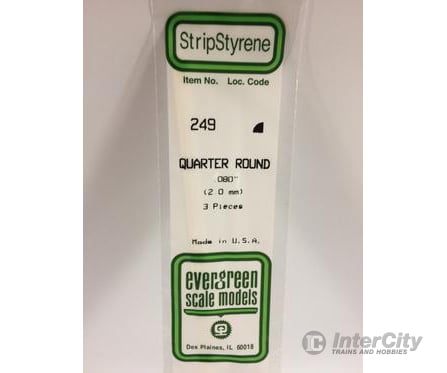 Evergreen 249 Quarter Round-.080 (3/Pk) Scratch Building Supplies