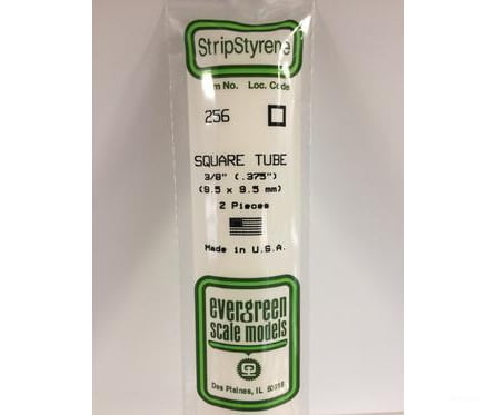 Evergreen 256 Square Tube-.375 (2/Pk) Scratch Building Supplies