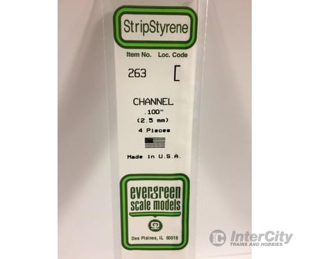 Evergreen 263 Channel-.100 4/Pk Scratch Building Supplies