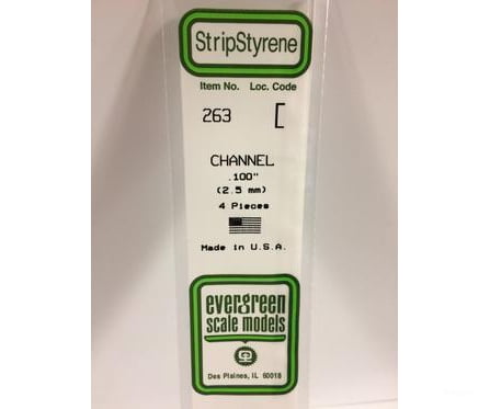Evergreen 263 Channel-.100 4/Pk Scratch Building Supplies