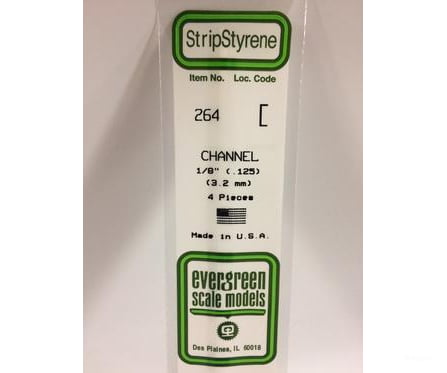 Evergreen 264 Channel-.125 4/Pk Scratch Building Supplies