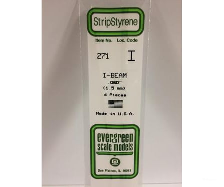 Evergreen 271 I Beam-.060(4/Pk) Scratch Building Supplies