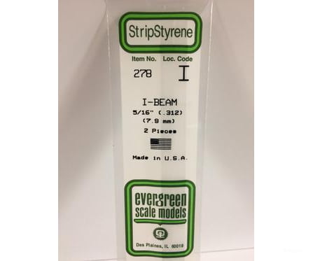 Evergreen 278 I Beam-.312(2/Pk) Scratch Building Supplies
