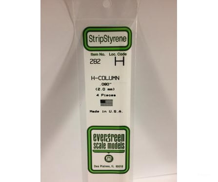 Evergreen 282 H Column-.080 (4/Pk) Scratch Building Supplies