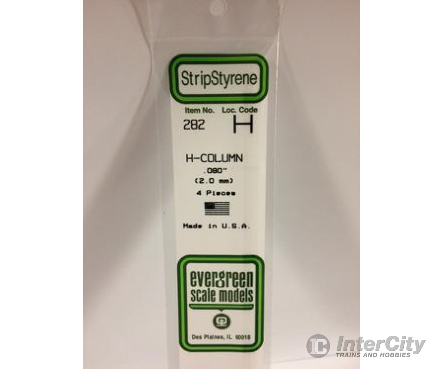 Evergreen 282 H Column-.080 (4/Pk) Scratch Building Supplies