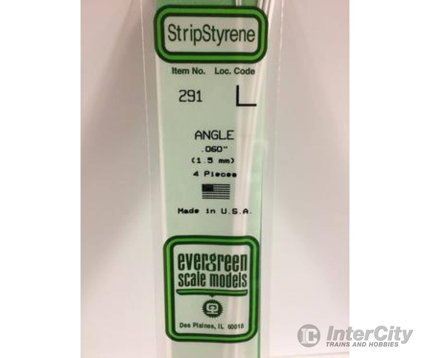 Evergreen 291 Angle-.060 (4/Pk) Scratch Building Supplies