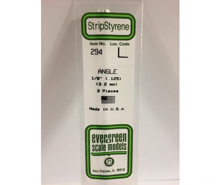 Evergreen 294 Angle-.125 (3/Pk) Scratch Building Supplies