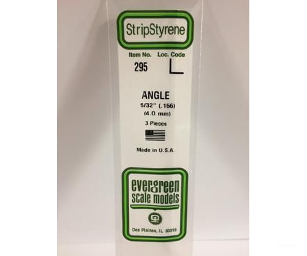 Evergreen 295 Angle-.156 (3/Pk) Scratch Building Supplies