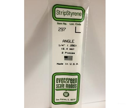 Evergreen 297 Angle-.250 (2/Pk) Scratch Building Supplies