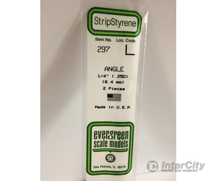 Evergreen 297 Angle-.250 (2/Pk) Scratch Building Supplies