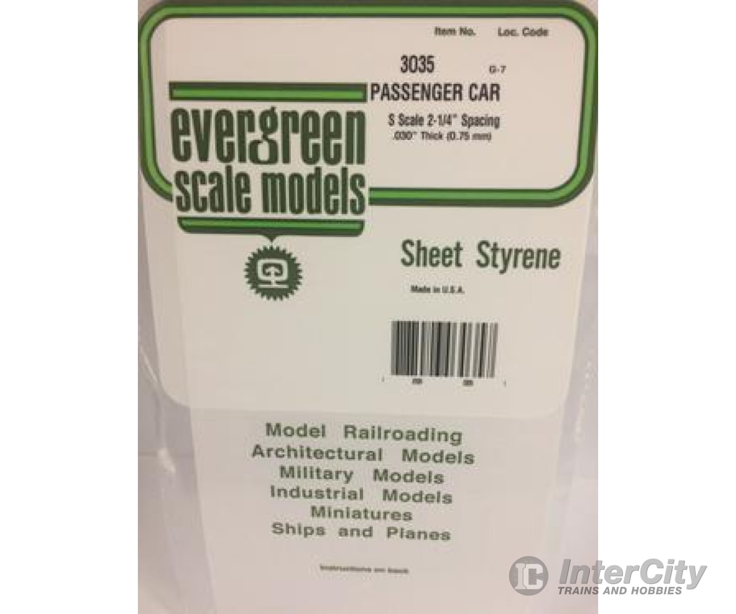 Evergreen 3035 Passenger Car Siding-S Scale Scratch Building Supplies