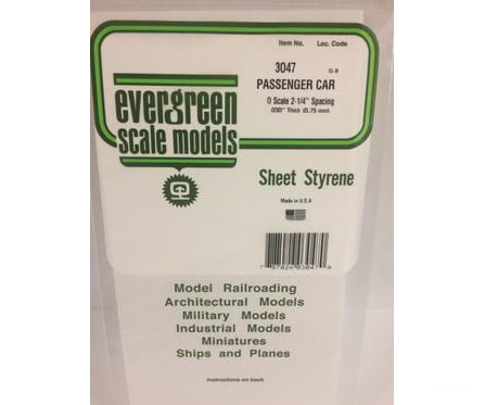 Evergreen 3047 Passenger Car Siding-O Scale Scratch Building Supplies