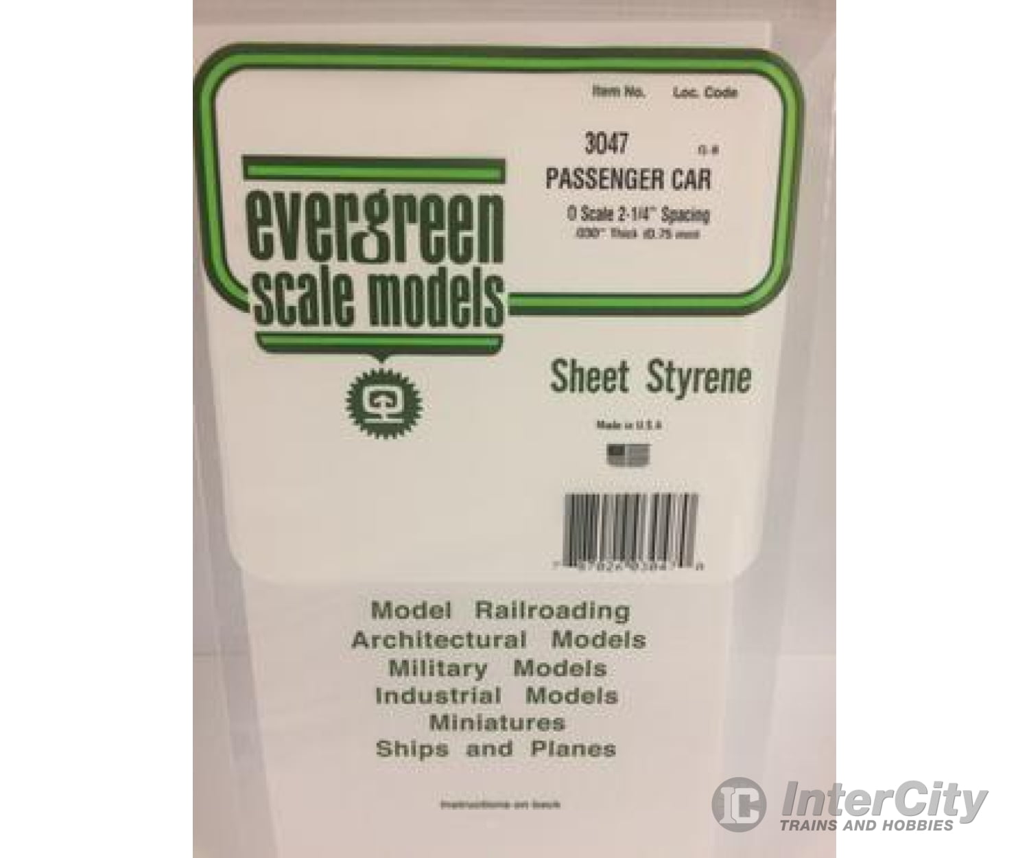 Evergreen 3047 Passenger Car Siding-O Scale Scratch Building Supplies