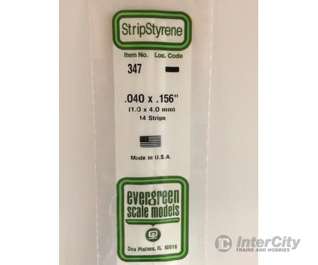 Evergreen 347 24 White Strips- .040X.156 (14/Pk) Scratch Building Supplies