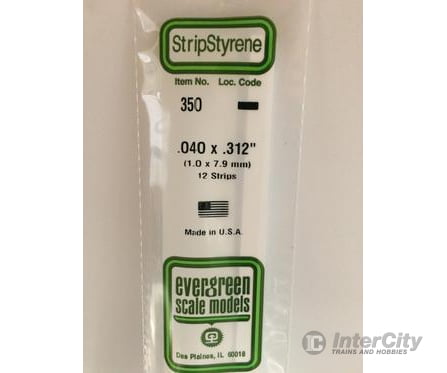 Evergreen 350 24 White Strips- .040X.312 (12/Pk) Scratch Building Supplies