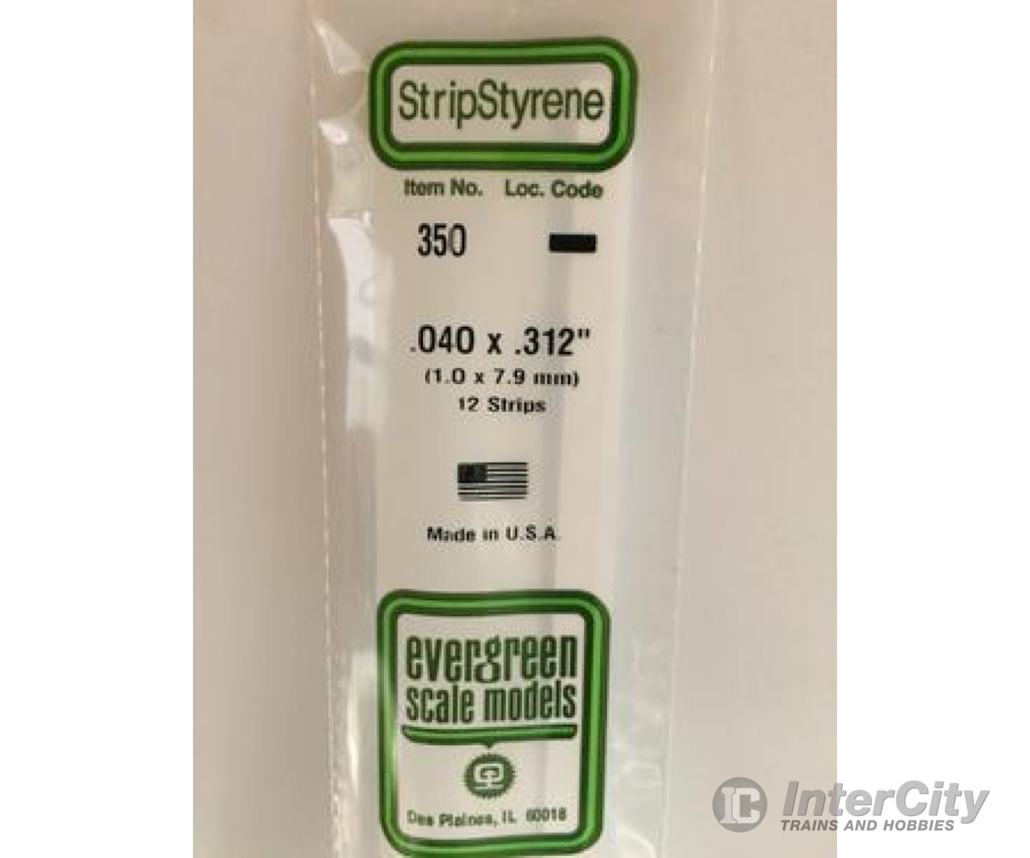 Evergreen 350 24 White Strips- .040X.312 (12/Pk) Scratch Building Supplies