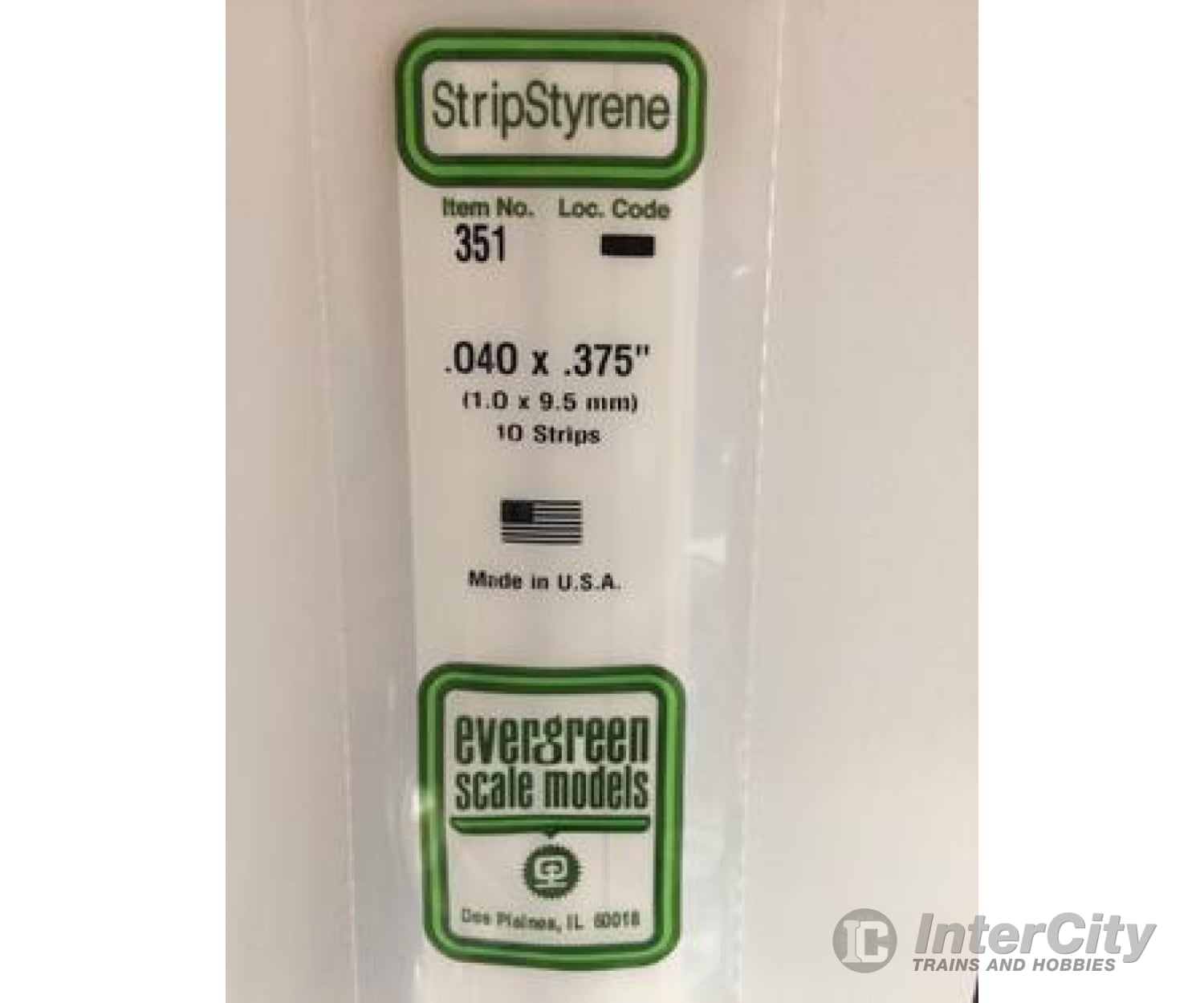 Evergreen 351 24 White Strips- .040X.375 (10/Pk) Scratch Building Supplies