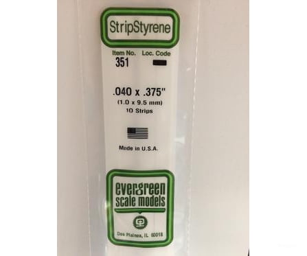 Evergreen 351 24 White Strips- .040X.375 (10/Pk) Scratch Building Supplies