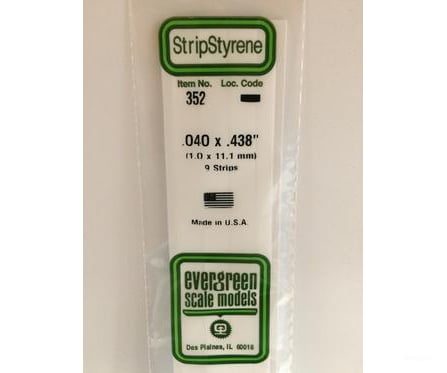 Evergreen 352 24 White Strips- .040X.438 (9/Pk) Scratch Building Supplies