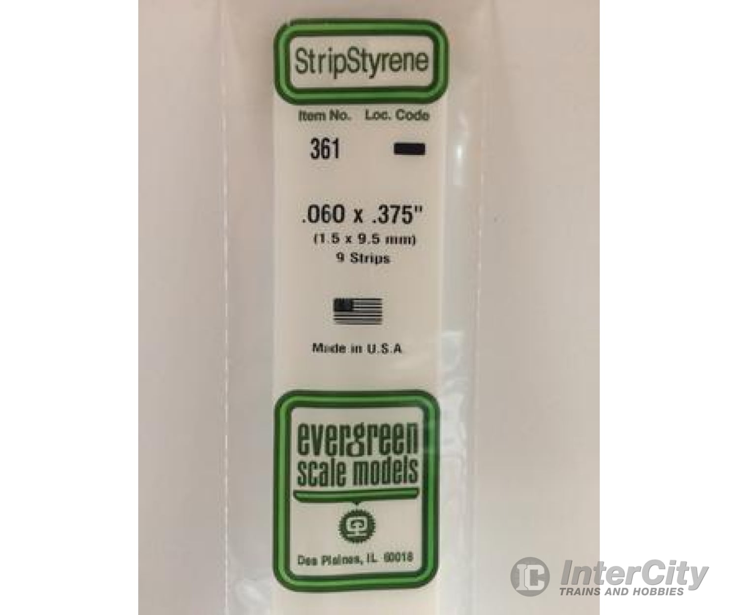 Evergreen 361 24 White Strips- .060X.375 (9/Pk) Scratch Building Supplies