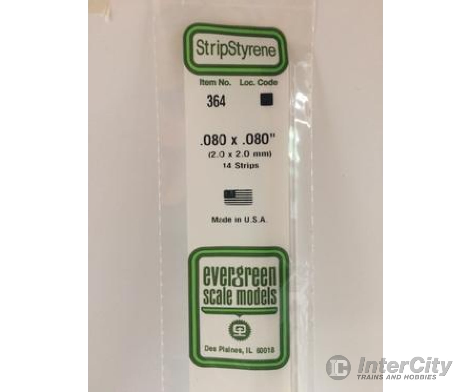 Evergreen 364 24 White Strips- .080X.080 (14/Pk) Scratch Building Supplies