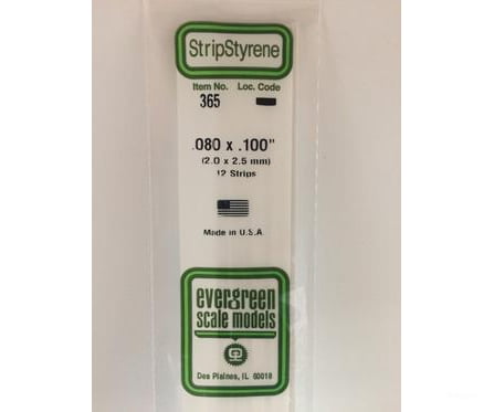 Evergreen 365 24 White Strips- .080X.100 (12/Pk) Scratch Building Supplies