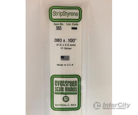 Evergreen 365 24 White Strips- .080X.100 (12/Pk) Scratch Building Supplies