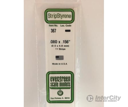 Evergreen 367 24 White Strips- .080X.156 (11/Pk) Scratch Building Supplies