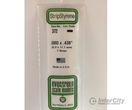 Evergreen 372 24 White Strips- .080X.438 (7/Pk) Scratch Building Supplies