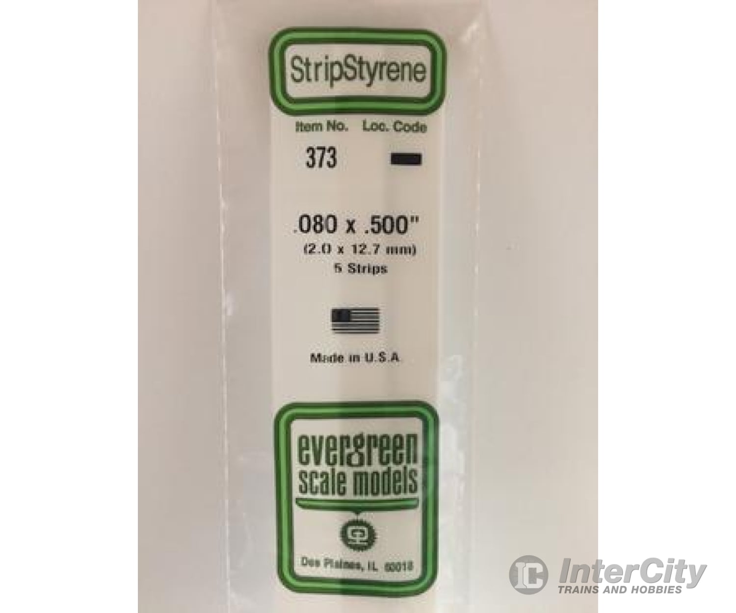 Evergreen 373 24 White Strips- .080X.500 (5/Pk) Scratch Building Supplies