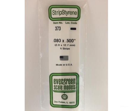 Evergreen 373 24 White Strips- .080X.500 (5/Pk) Scratch Building Supplies