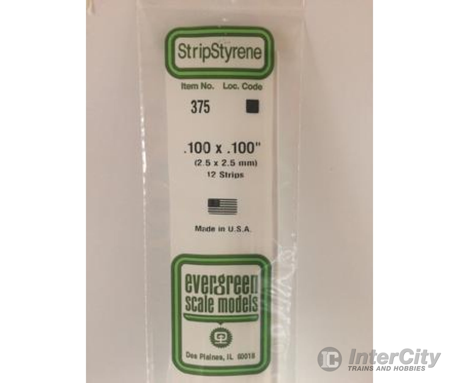 Evergreen 375 24 White Strips- .100X.100 (12/Pk) Scratch Building Supplies