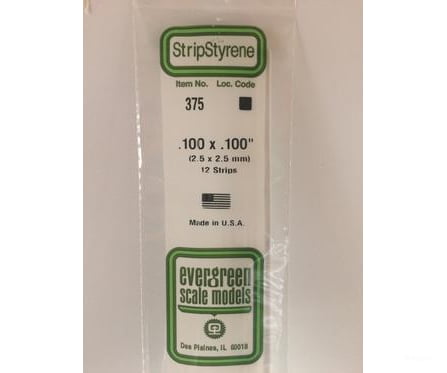 Evergreen 375 24 White Strips- .100X.100 (12/Pk) Scratch Building Supplies