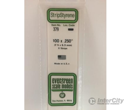 Evergreen 379 24 White Strips- .100X.250 (8/Pk) Scratch Building Supplies