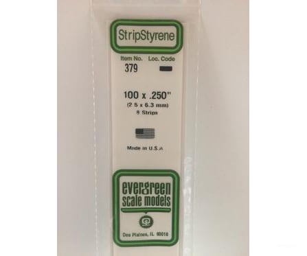 Evergreen 379 24 White Strips- .100X.250 (8/Pk) Scratch Building Supplies