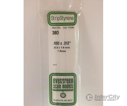 Evergreen 380 24 White Strips- .100X.312 (7/Pk) Scratch Building Supplies