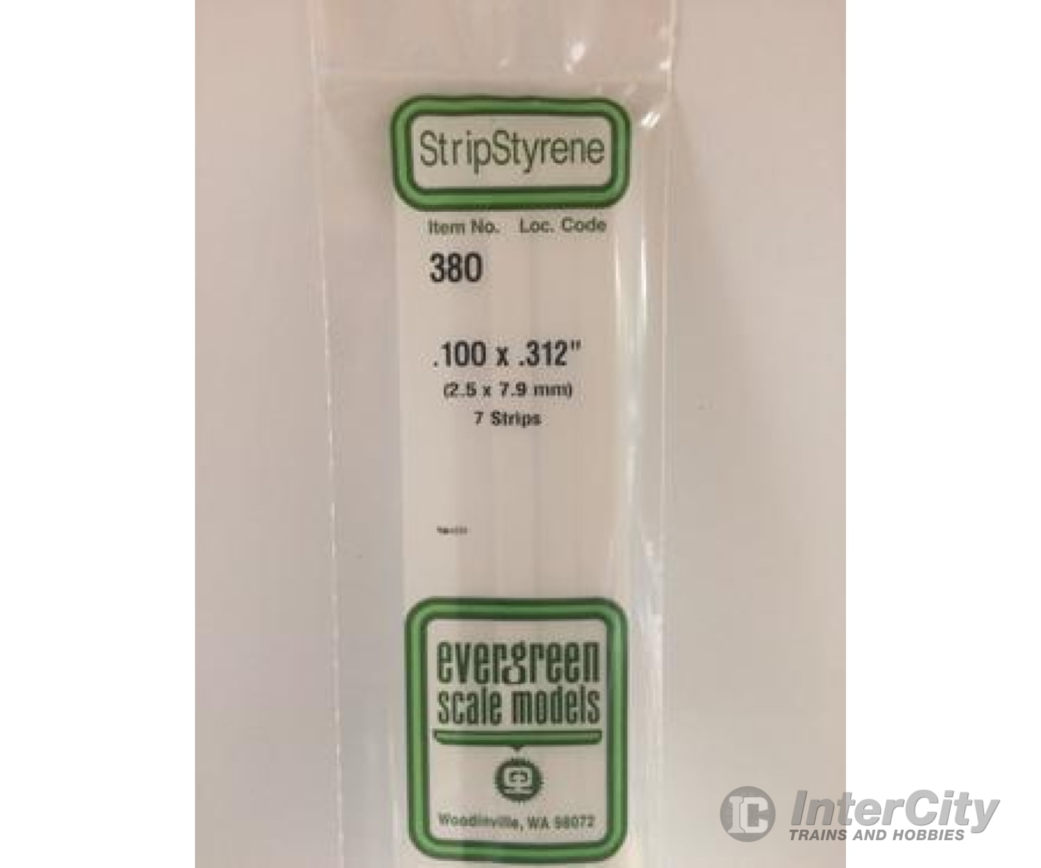 Evergreen 380 24 White Strips- .100X.312 (7/Pk) Scratch Building Supplies